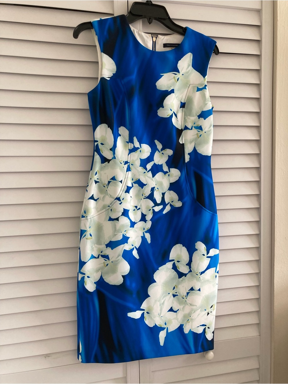 Tommy Hilfiger Royal Blue Floral Midi Sheath Dress